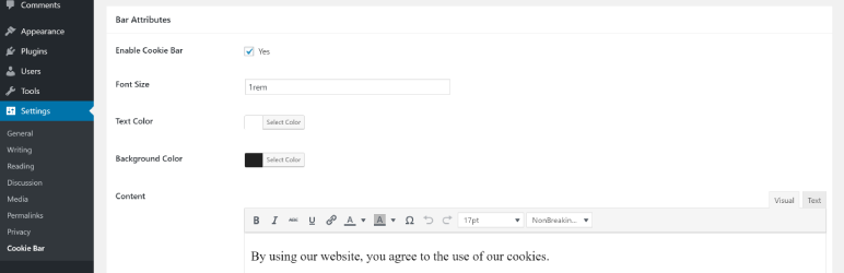 Fresh Cookie Bar Preview Wordpress Plugin - Rating, Reviews, Demo & Download