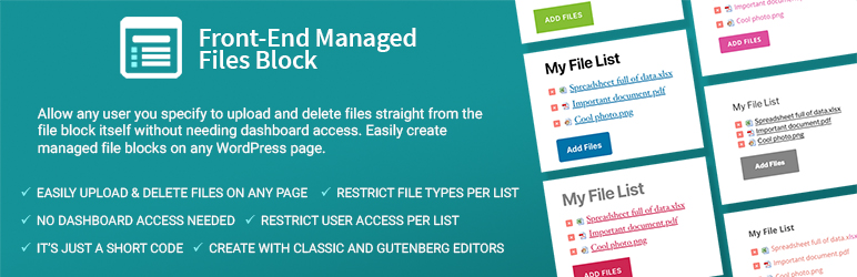 Front-End Managed Files Block Preview Wordpress Plugin - Rating, Reviews, Demo & Download