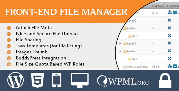 Frontend File Manager Preview Wordpress Plugin - Rating, Reviews, Demo & Download