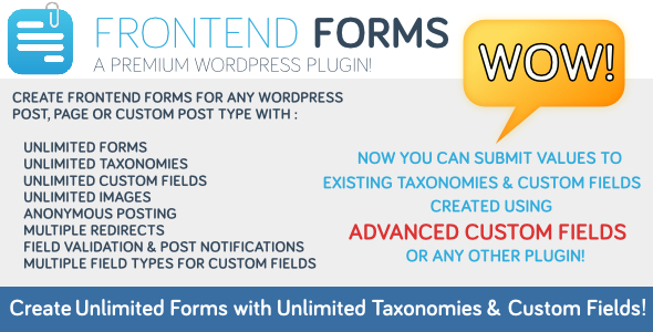 Frontend Forms Plugin for Wordpress Preview - Rating, Reviews, Demo & Download