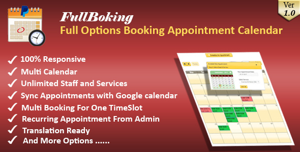 FullBooking – Full Options Appointment Booking And Scheduling Plugin for Wordpress Preview - Rating, Reviews, Demo & Download