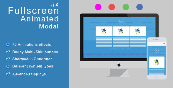 Fullscreen Animated Modal | Magnificent Responsive Popup Preview Wordpress Plugin - Rating, Reviews, Demo & Download