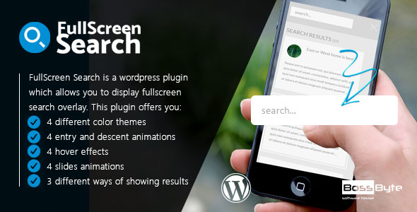FullScreen Search Wordpress Plugin Preview - Rating, Reviews, Demo & Download