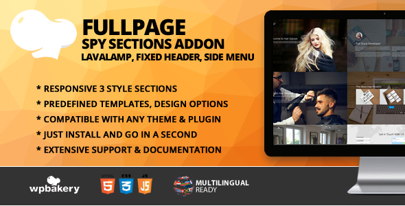 Fullscreen Spy Sections With Menu Addon For WPBakery Page Builder Preview Wordpress Plugin - Rating, Reviews, Demo & Download