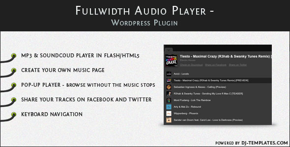Fullwidth Audio Player – Wordpress Plugin Preview - Rating, Reviews, Demo & Download