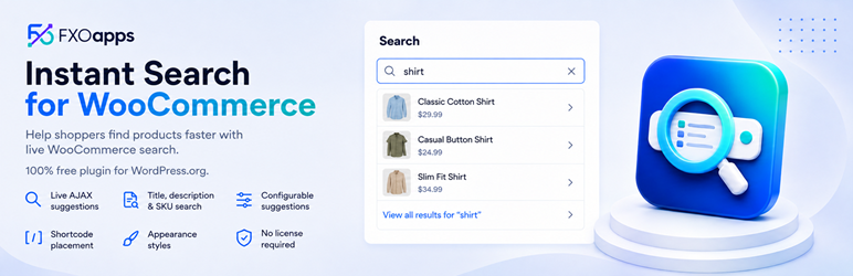 FXOapps Instant Search For Woocommerce Preview Wordpress Plugin - Rating, Reviews, Demo & Download