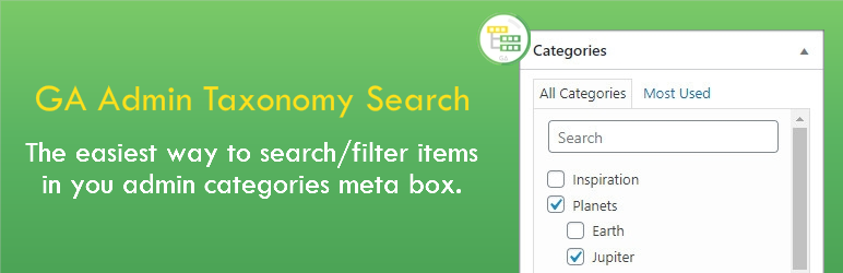 GA Admin Taxonomy Search Preview Wordpress Plugin - Rating, Reviews, Demo & Download