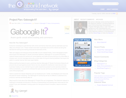Gaboinked! Chipin Sidebar Widget Preview Wordpress Plugin - Rating, Reviews, Demo & Download