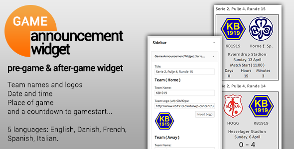 Game Announcement Widget Preview Wordpress Plugin - Rating, Reviews, Demo & Download