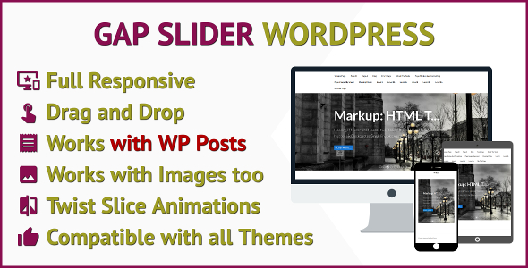 Gap Slider Responsive Slider Plugin for Wordpress That Works With WP Posts Or Images Preview - Rating, Reviews, Demo & Download