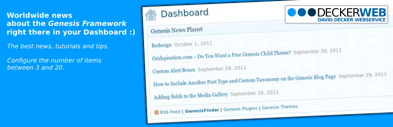 Genesis Dashboard News Preview Wordpress Plugin - Rating, Reviews, Demo & Download