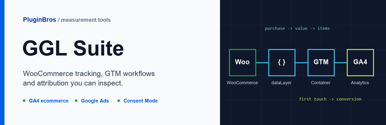 GGL Suite – WooCommerce Google Tag Manager And GA4 Tracking Preview Wordpress Plugin - Rating, Reviews, Demo & Download
