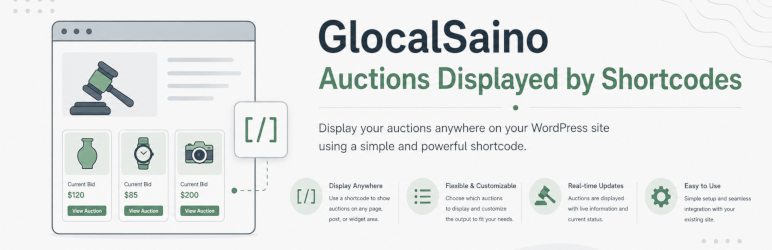 GlocalSaino Auctions Displayed By Shortcodes Preview Wordpress Plugin - Rating, Reviews, Demo & Download