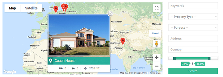 Google Map Filters For Real Estate Manager Preview Wordpress Plugin - Rating, Reviews, Demo & Download
