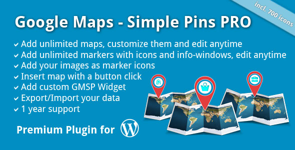 Google Maps – Simple Pins PRO Preview Wordpress Plugin - Rating, Reviews, Demo & Download