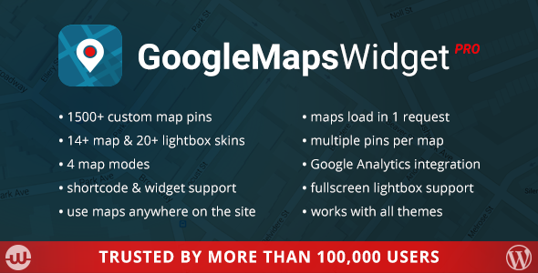 Google Maps Widget PRO Preview Wordpress Plugin - Rating, Reviews, Demo & Download