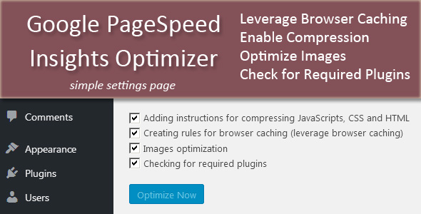 Google PageSpeed Insights Optimizer Preview Wordpress Plugin - Rating, Reviews, Demo & Download
