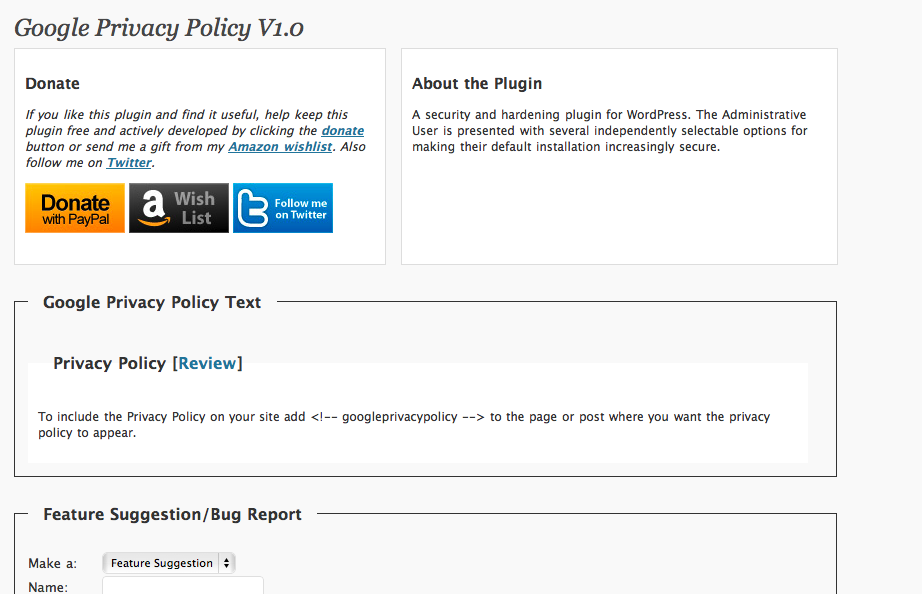 Google Privacy Policy Preview Wordpress Plugin - Rating, Reviews, Demo & Download