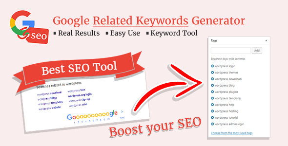 Google Related Keywords Generator – Wordpress SEO Keyword Planner & Tool Preview - Rating, Reviews, Demo & Download
