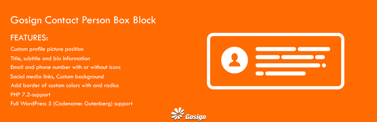 Gosign – Contact Person Box Block Preview Wordpress Plugin - Rating, Reviews, Demo & Download