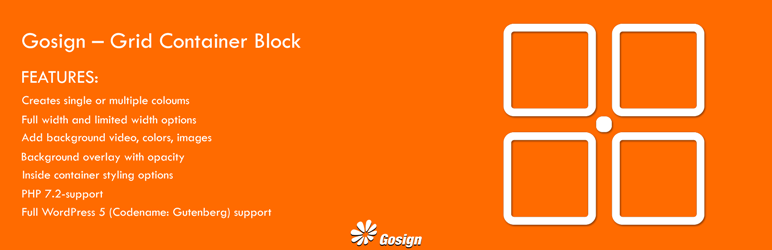 Gosign – Grid Container Block Preview Wordpress Plugin - Rating, Reviews, Demo & Download