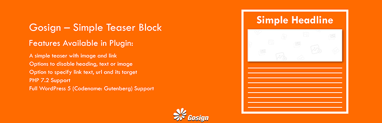 Gosign – Simple Teaser Block Preview Wordpress Plugin - Rating, Reviews, Demo & Download