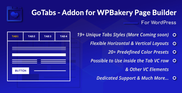 GoTabs – Horizontal | Vertical Tabs For WPBakery Page Builder Preview Wordpress Plugin - Rating, Reviews, Demo & Download