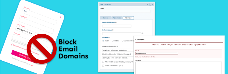 Gravity Forms Block Email Domains Preview Wordpress Plugin - Rating, Reviews, Demo & Download