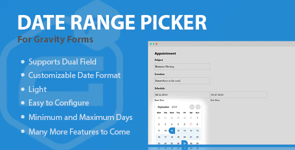 Gravity Forms Date Range Picker Preview Wordpress Plugin - Rating, Reviews, Demo & Download