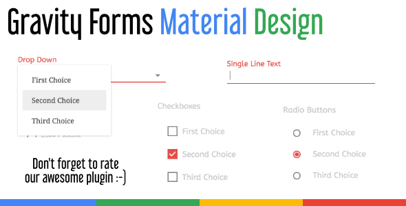 Gravity Forms Material Design Preview Wordpress Plugin - Rating, Reviews, Demo & Download