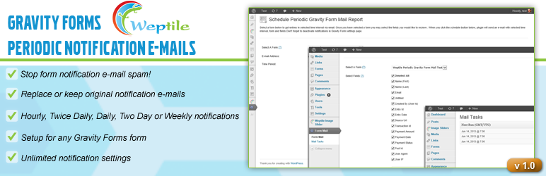 Gravity Forms Periodic Notification E-Mails Preview Wordpress Plugin - Rating, Reviews, Demo & Download