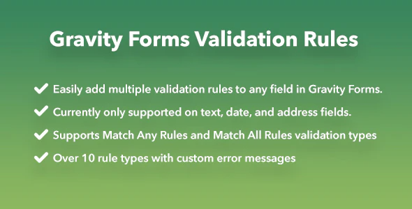 Gravity Forms Validation Rules Preview Wordpress Plugin - Rating, Reviews, Demo & Download