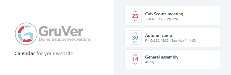 GruVer Calendar Preview Wordpress Plugin - Rating, Reviews, Demo & Download