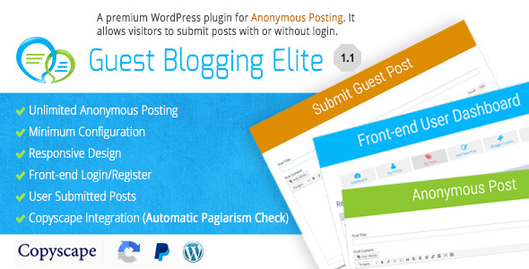 Guest Blogging Elite – Anonymous Post Plugin Preview - Rating, Reviews, Demo & Download