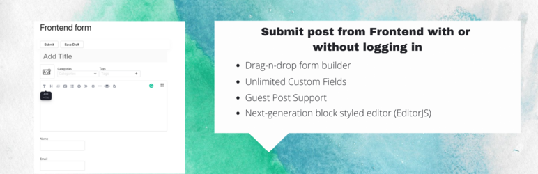 Guest Posting / Frontend Posting Wordpress Plugin – WP Front User Submit / Front Editor Preview - Rating, Reviews, Demo & Download