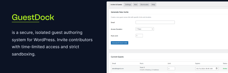 GuestDock Preview Wordpress Plugin - Rating, Reviews, Demo & Download