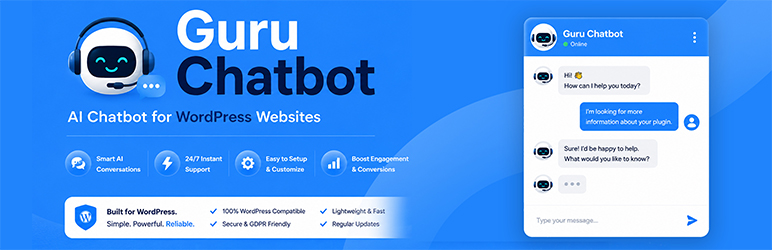 Guru ChatBot Preview Wordpress Plugin - Rating, Reviews, Demo & Download