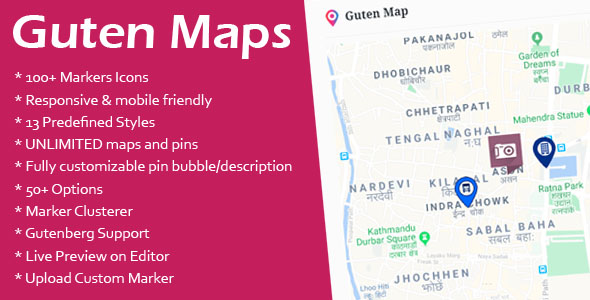 Guten Maps – Google Map Gutenberg Block Preview Wordpress Plugin - Rating, Reviews, Demo & Download