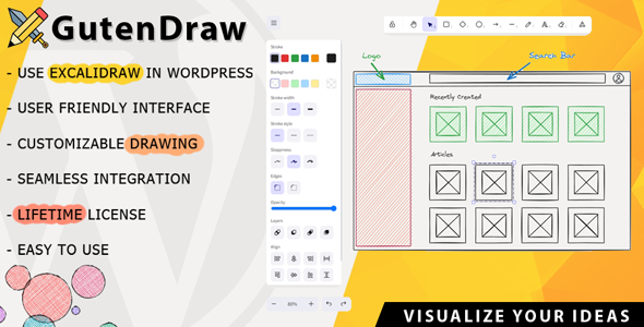 GutenDraw – Visualize Ideas With Excalidraw In WordPress Preview - Rating, Reviews, Demo & Download