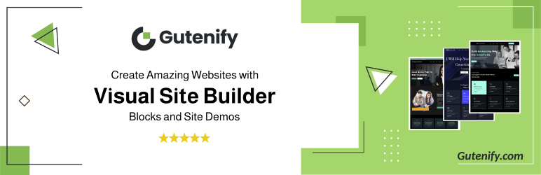 Gutenify – Visual Site Builder Blocks & Site Templates Wordpress Plugin - Rating, Reviews, Demo & Download