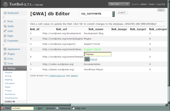 [GWA] Db Editor Preview Wordpress Plugin - Rating, Reviews, Demo & Download