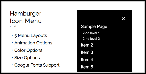 Hamburger Icon Menu – WordPress Plugin Preview - Rating, Reviews, Demo & Download