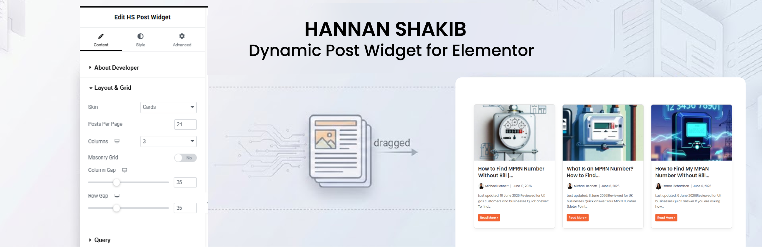 Hannan Shakib Dynamic Post Widget For Elementor Preview Wordpress Plugin - Rating, Reviews, Demo & Download