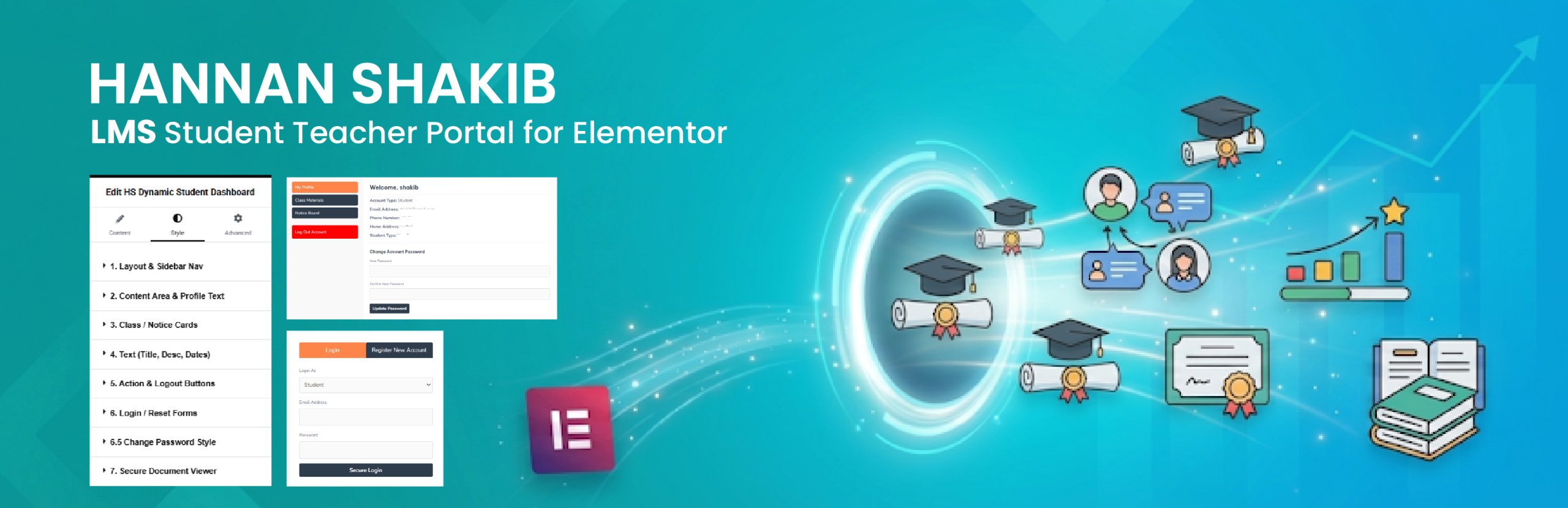 Hannan Shakib LMS Student Teacher Portal For Elementor Preview Wordpress Plugin - Rating, Reviews, Demo & Download