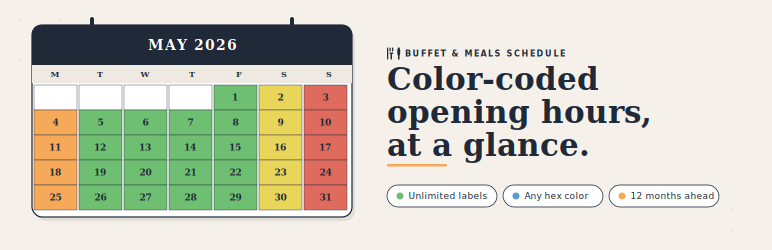 Hapnics Buffet And Meals Schedule Calendar Preview Wordpress Plugin - Rating, Reviews, Demo & Download