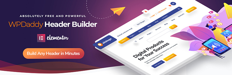 Header Builder For Elementor By WPDaddy Preview Wordpress Plugin - Rating, Reviews, Demo & Download