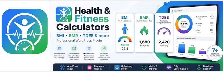 Health & Fitness Calculators Suite Preview Wordpress Plugin - Rating, Reviews, Demo & Download