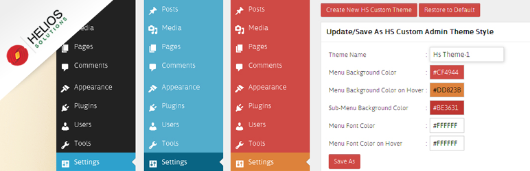 Helios Solutions Custom Admin Theme Preview Wordpress Plugin - Rating, Reviews, Demo & Download