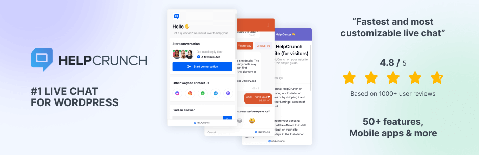 HelpCrunch – Live Chat, Chatbot & Knowledge Base For Customer Service Preview Wordpress Plugin - Rating, Reviews, Demo & Download
