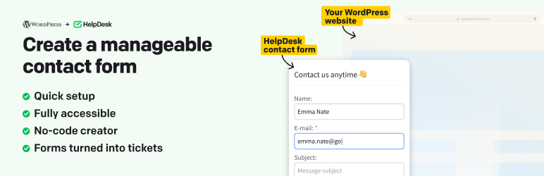 HelpDesk Contact Form Preview Wordpress Plugin - Rating, Reviews, Demo & Download